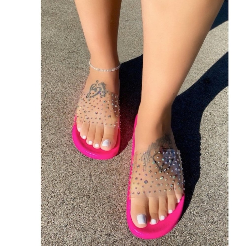 NWT!! Hot Pink Slides